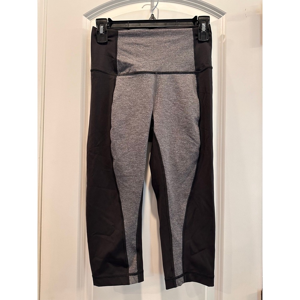 Lululemon Black & Gray Leggings Sz 6 - Picture 1 of 5
